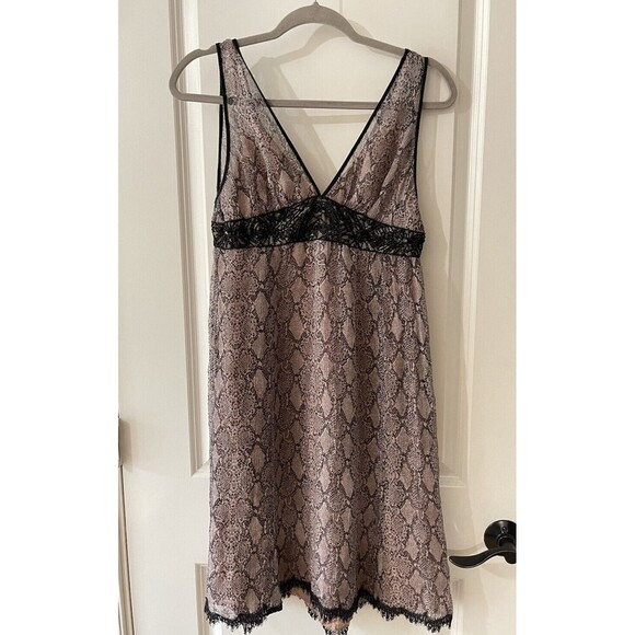 Rebecca Taylor Size 6 Pink Black Snakeskin Print Beaded 100% Silk Dress - Picture 1 of 7